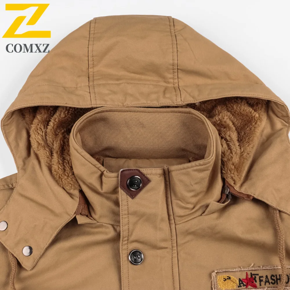 Mens Work Jackets 2025 Autumn Winter New Solid Color PlushThickened Outdoor Camping Hooded Fleece Coat Man Loose Fitting Jackets