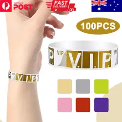 100Pcs/Pack VIP Paper Bracelets VIP Wristbands Waterproof VIP Wristbands Neon Colored Wristbands Variety For Events Party