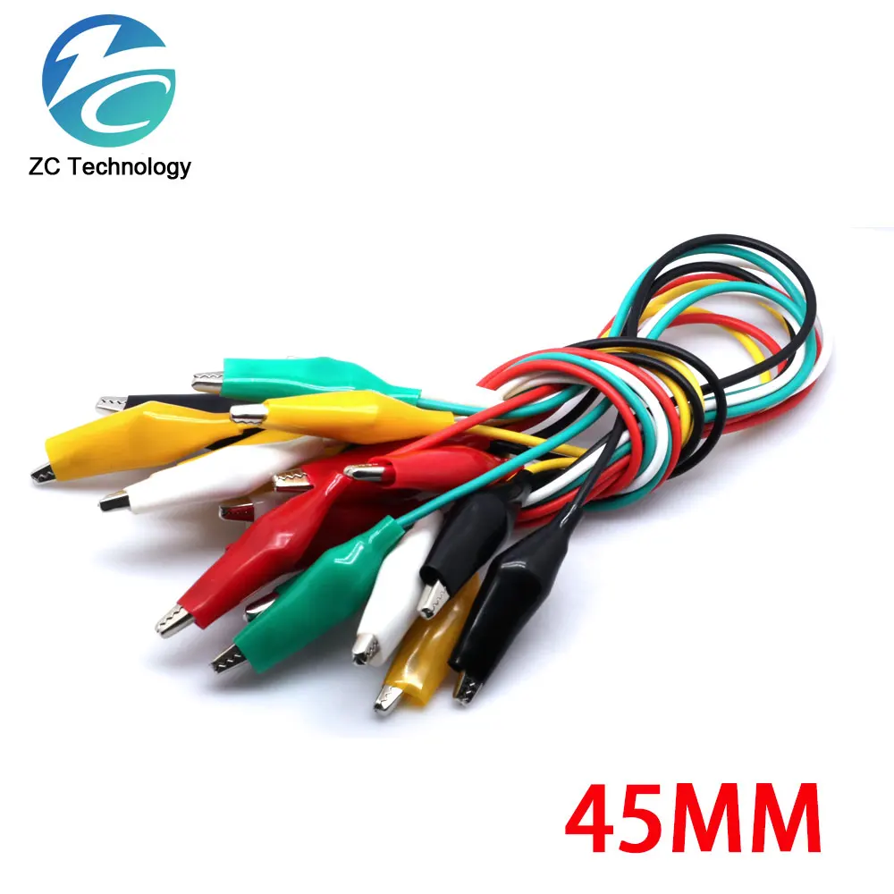 10Pcs Color Alligator Clip Electric DIY Small Battery Power Cord Sheath Clamp Double Head Test Clamp.28mm 35mm 45mm  50cm