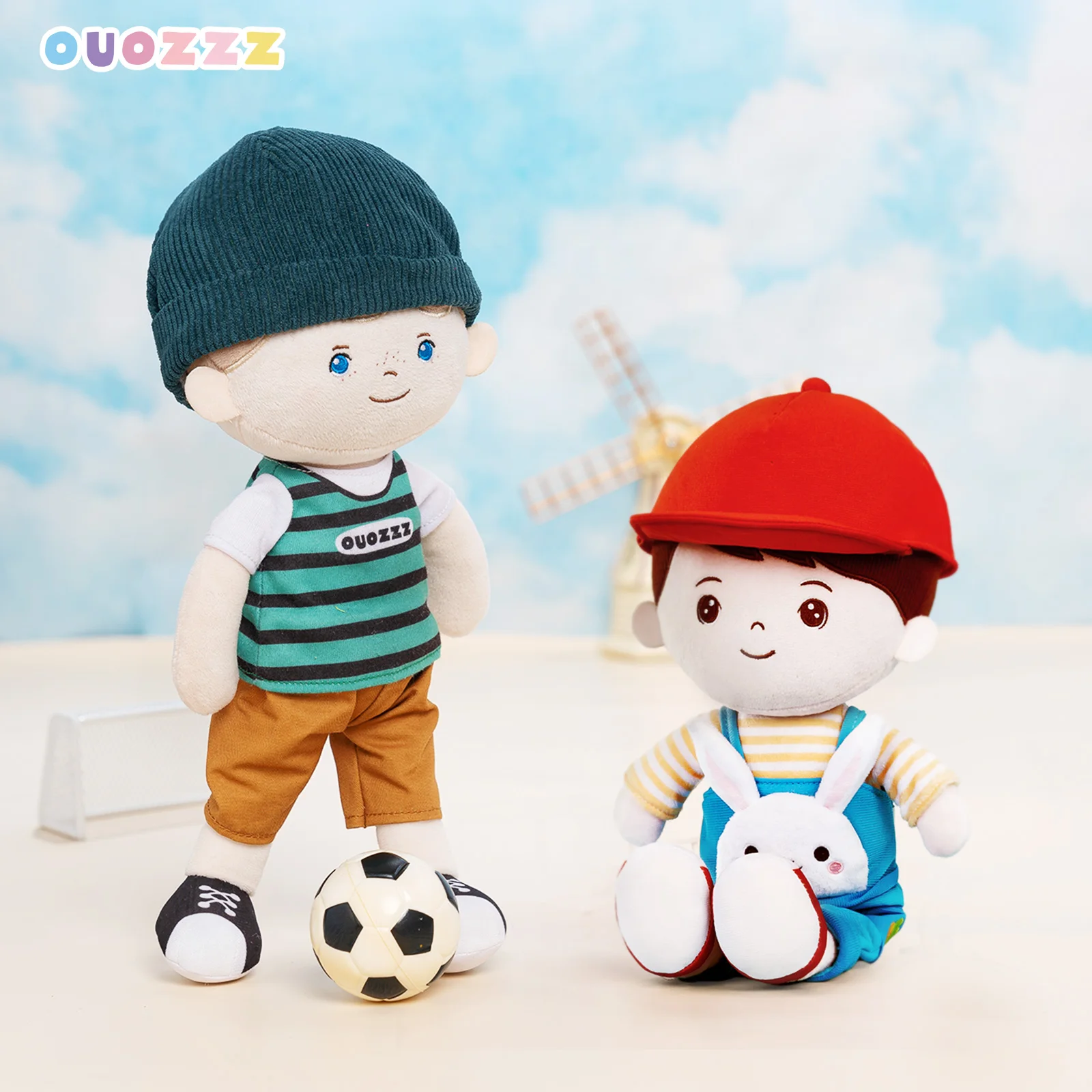 OUOZZZ Plush Boy Doll Toys African American Rag Doll Soft Stuffed Dolls Toys Black Reborn Doll Birthday Gift 38cm