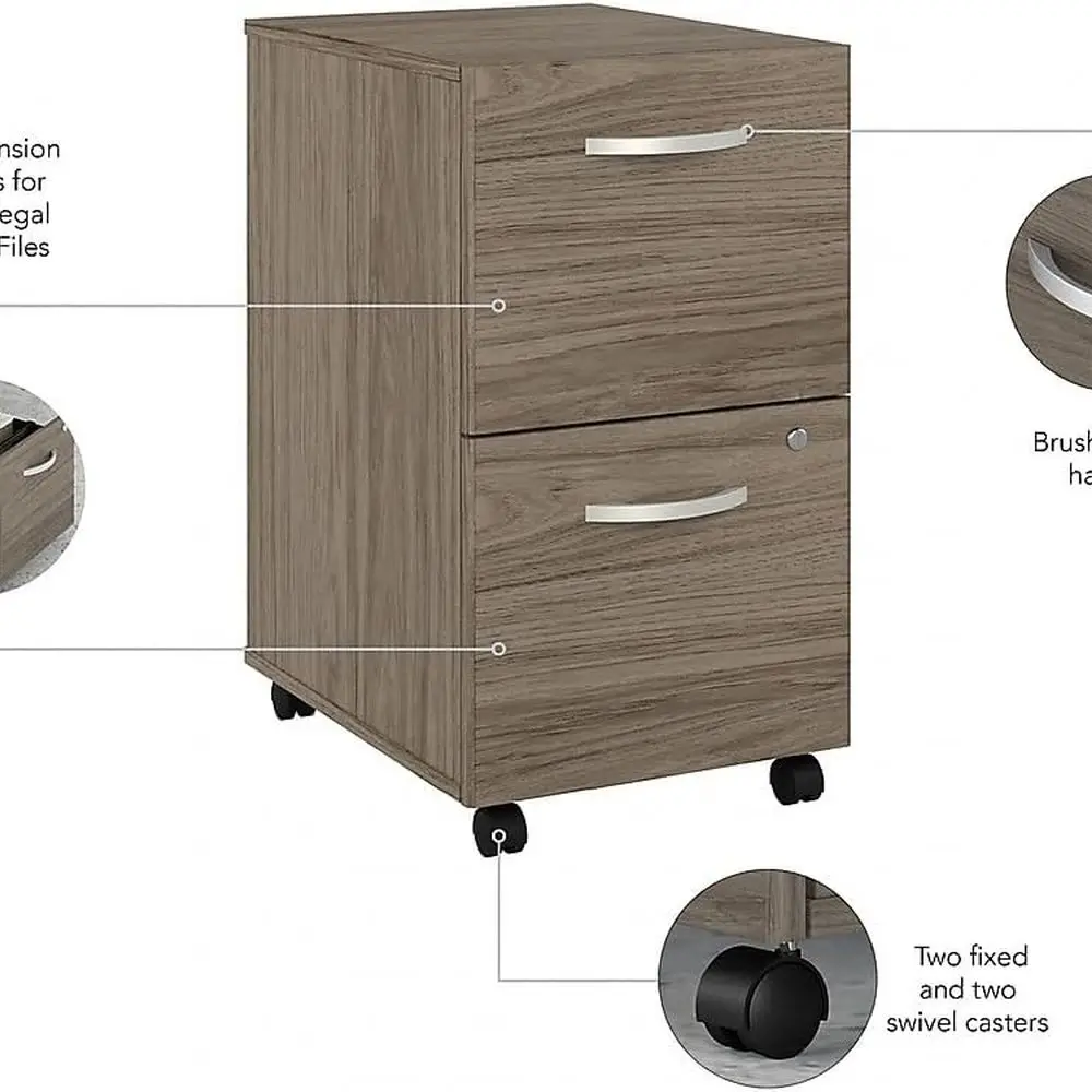 خزانة ملفات متنقلة حديثة بدرجين من Hickory Hybrid من Bush Business Furniture - مجمعة