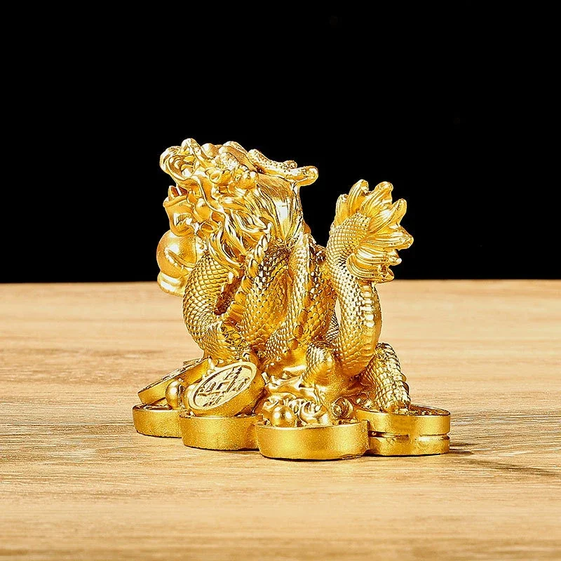 

Chinese Auspicious Money Dragon Statuette Resin Sculpture Feng Shui Decoration Home Living Room Bedroom Office Figurines