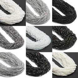 2 3 4mm Black White Natural Small Faceted Stones Obsidian Moonstone Labradorite Stones Spacer Beads For DIY Jewelry Making 15''