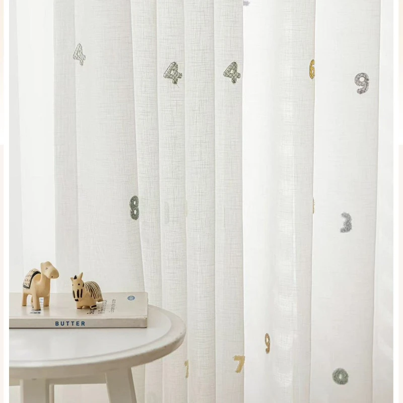 

Cute Digital Jacquard Children's Room Curtains Light-transmitting Window Screen Boy Girl Bedroom Cartoon Custom Size Luxury Door