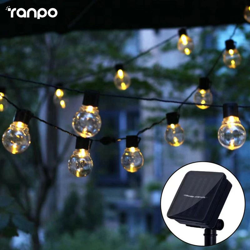 

Solar Led Fairy Lights Outdoor Garland Street G50 Bulb String Light For Garden Holiday Christmas Decoration