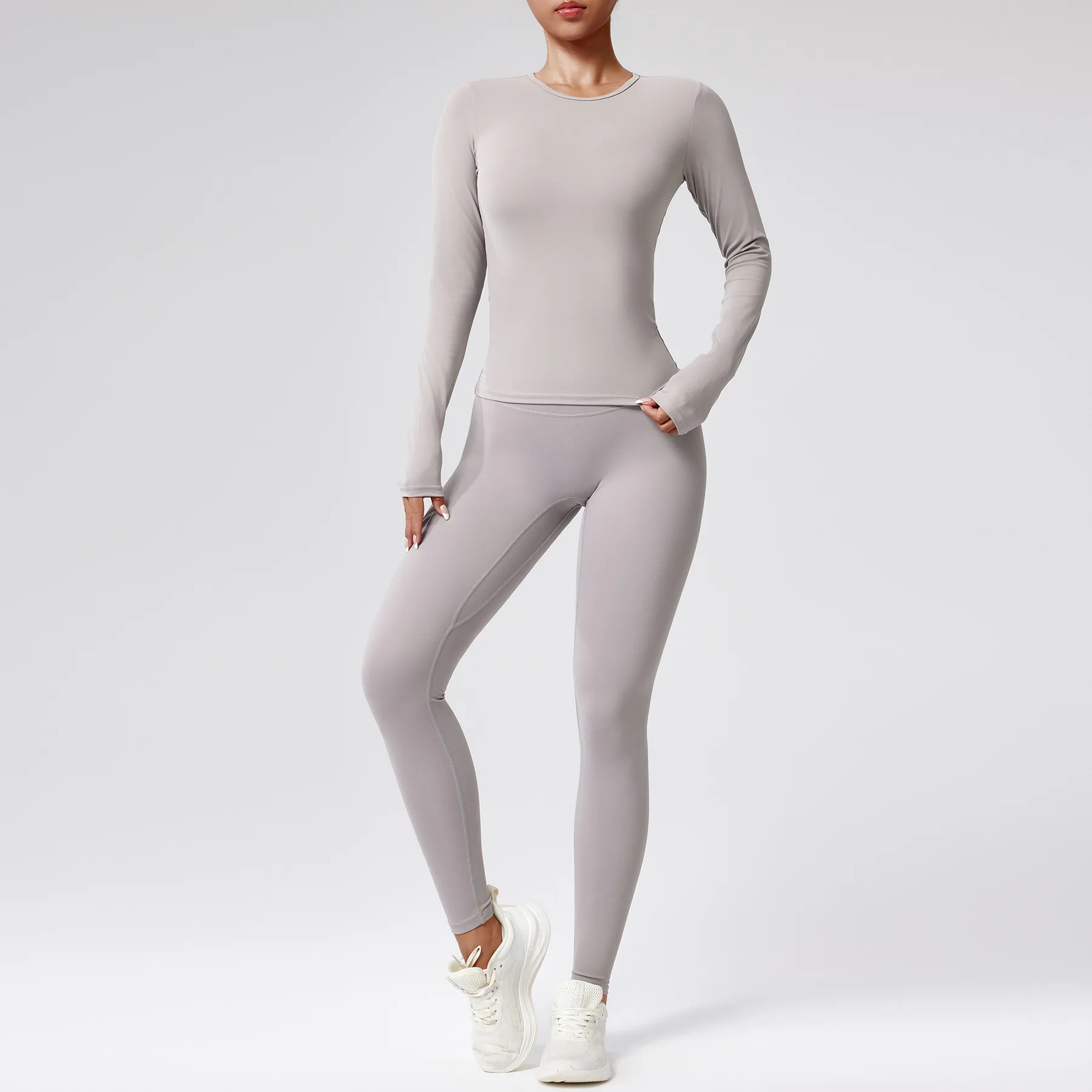 

Sports Suits 2PCS Yoga Set Women Workout Set Sportswear Gym Clothing Fitness Long Sleeve Crop Top High Waist Leggings