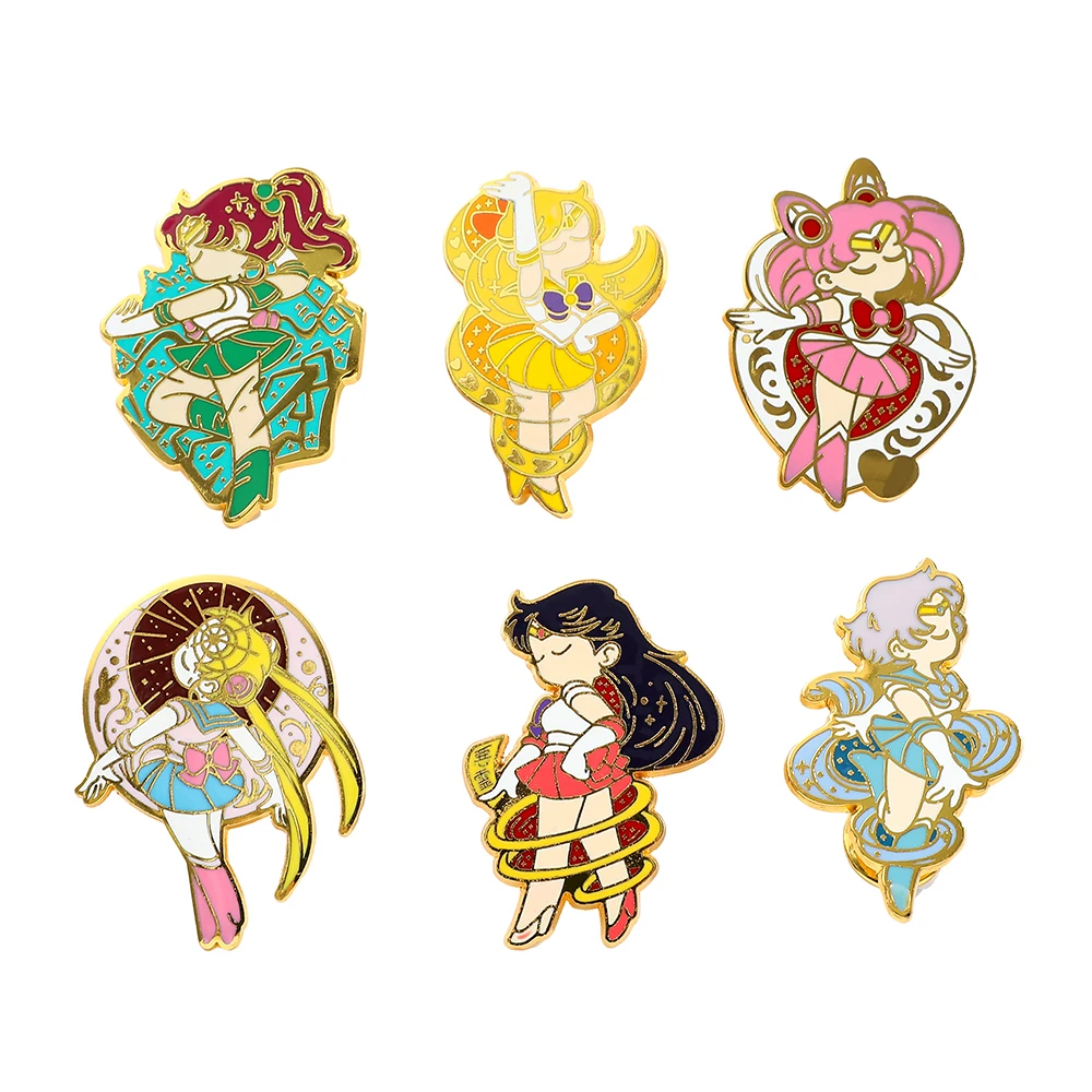 

6 pcs Fashion Anime Brooch Cartoon personality Tsukino Usagi Enamel Pins Badge Brooches Clothes Jewelry Pin Gift for Friends