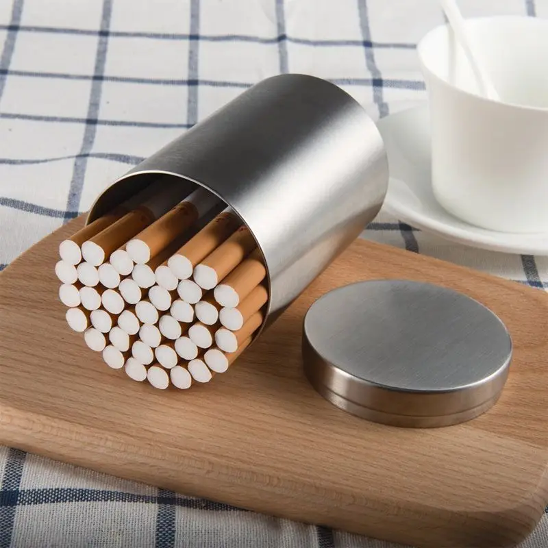 50*84mm Length Cigarette Can 304 Stainless Steel Large-Capacity Cigarette Box Case Sealed Tobacco Cans Tea Pot Ashtra 65mm*105mm
