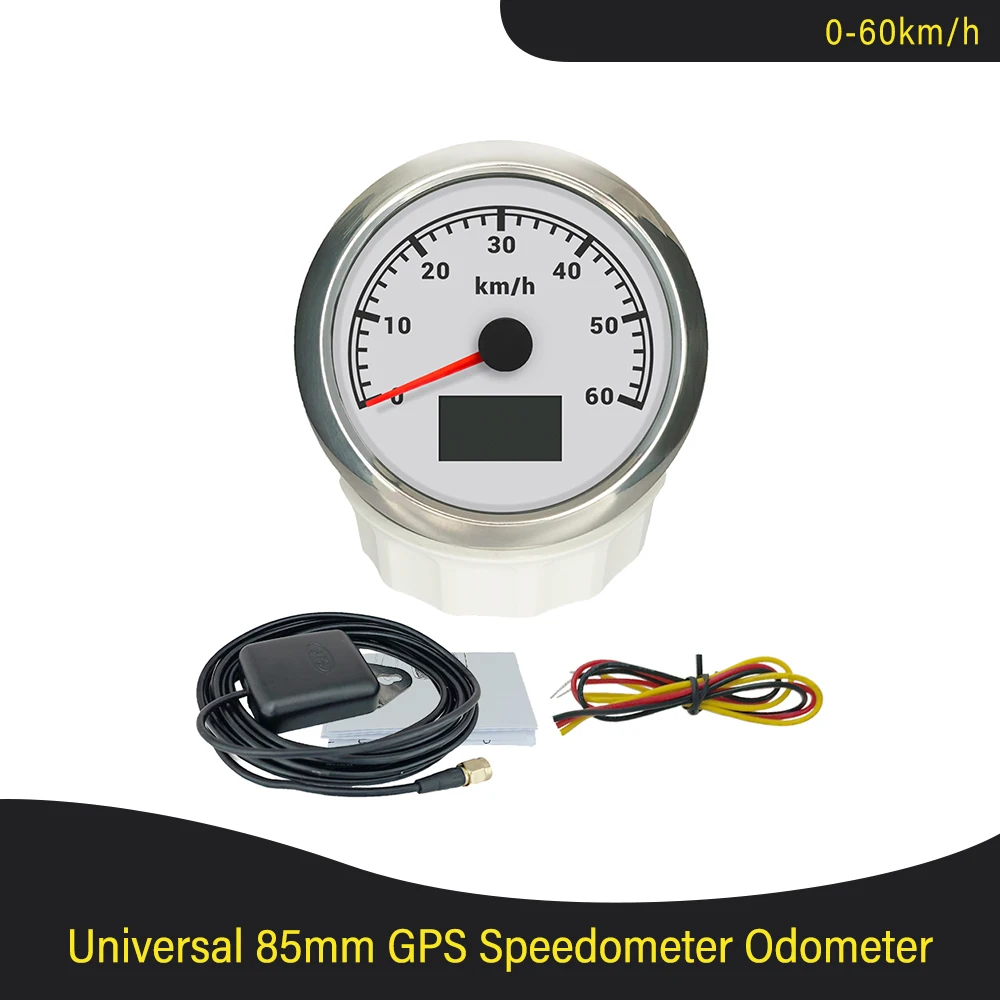 

Универсальный GPS-спидометр 85 мм, 0-30 кнопок, 0-60 кнопок, 0–60 км/ч, 0–120 км/ч, 0–200 км/ч, с 7 цветами подсветки для автомобиля, мотоцикла