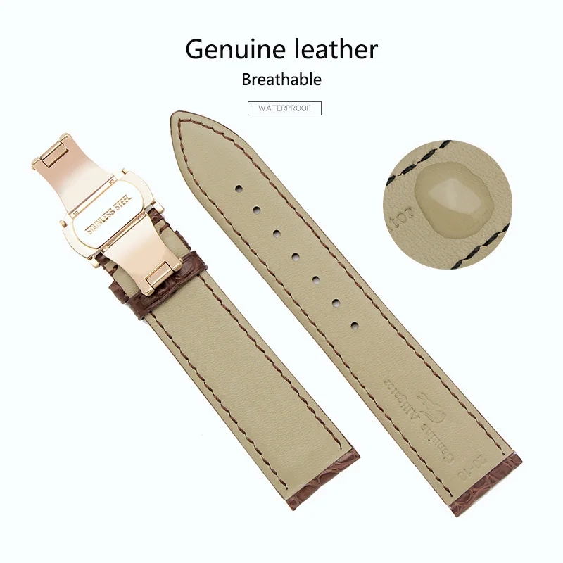 Watchband suitable for Cartier tank solo  round  PP genuine  crocodile leather High quality strap  soft watch strap bracelet