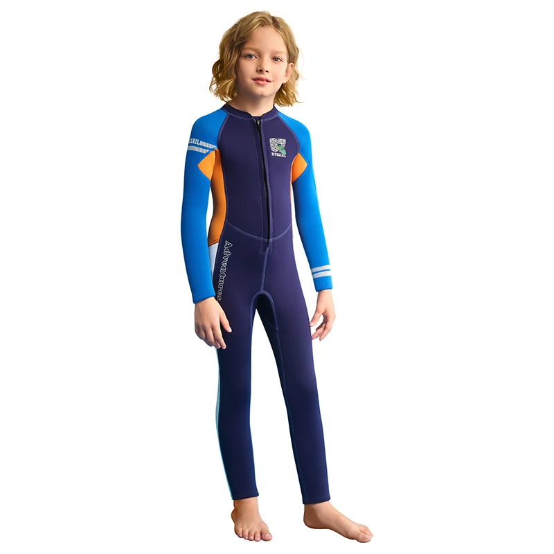 Kids Striped Wetsuit for Boys 1.5mm Neoprene One-Piece Diving Suit Children Surfing Thermal Swimsuit Scuba Full Wet Suits