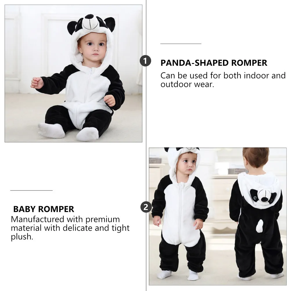 1Pcs Lovely Panda Design Baby Jumpsuit Premium Flannel Romper Warm Layette Long Sleeve One-Piece Outfit for Newborns Photo