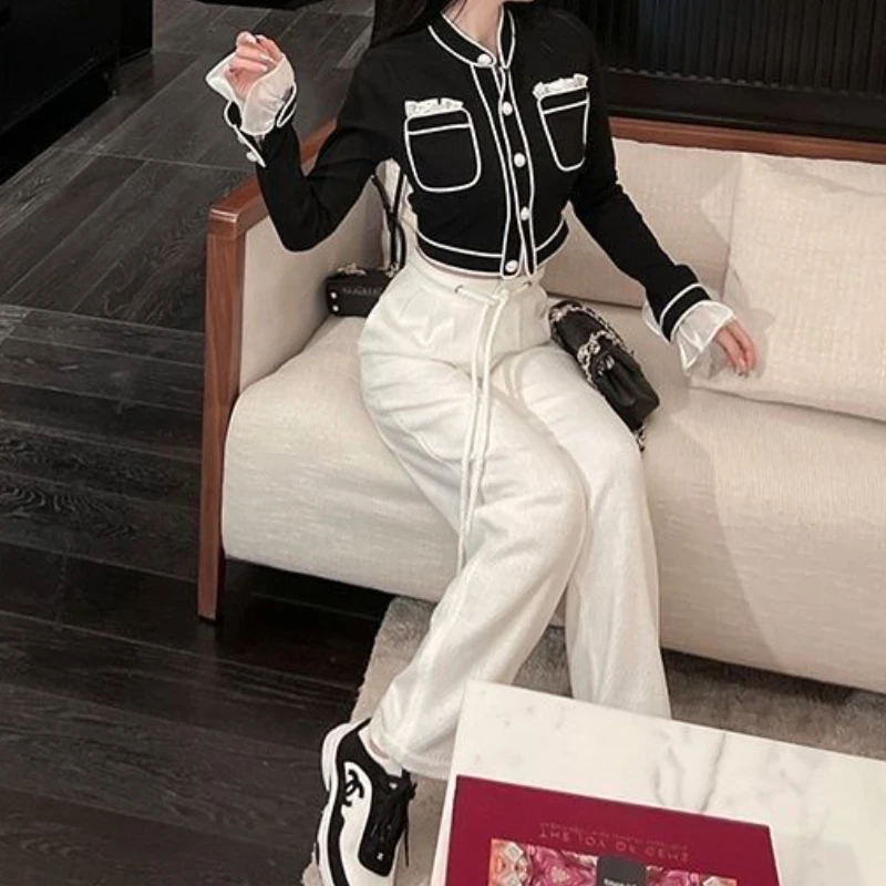 

Повседневные брюки женские полная длина чистые простые удобные универсальные широкие брюки на шнурке Лидер продаж S-3XL осенние мешковатые базовые женские брюки