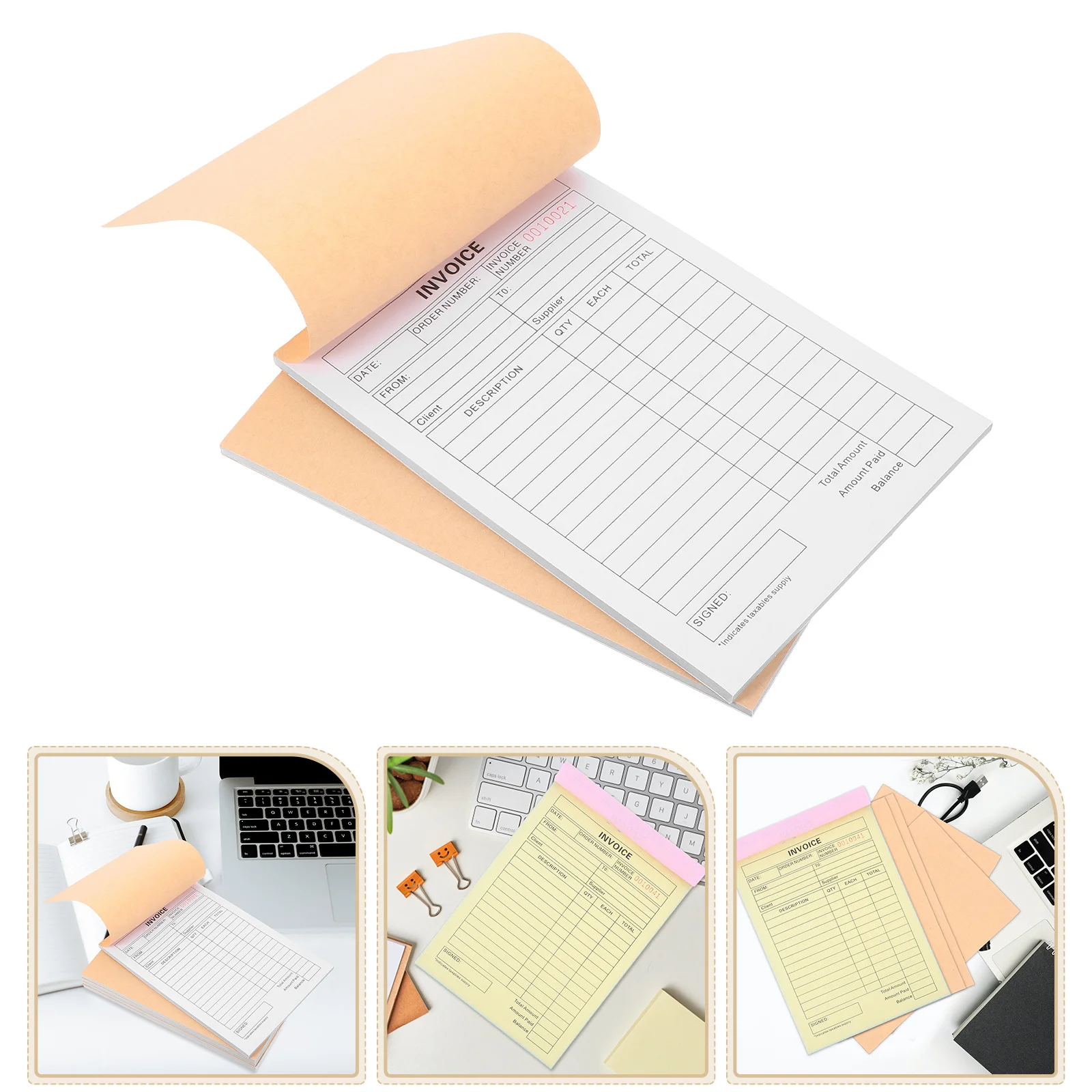 2Pcs Invoice Book for Small Business Financial Transactions Material Versatile Use in Shops and Services