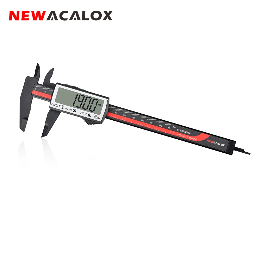 NEWACALOX 150mm Electronic Digital Caliper Vernier Caliper Carbon Fibre Plastic Gauge Micrometer Measuring Tool Digital Ruler
