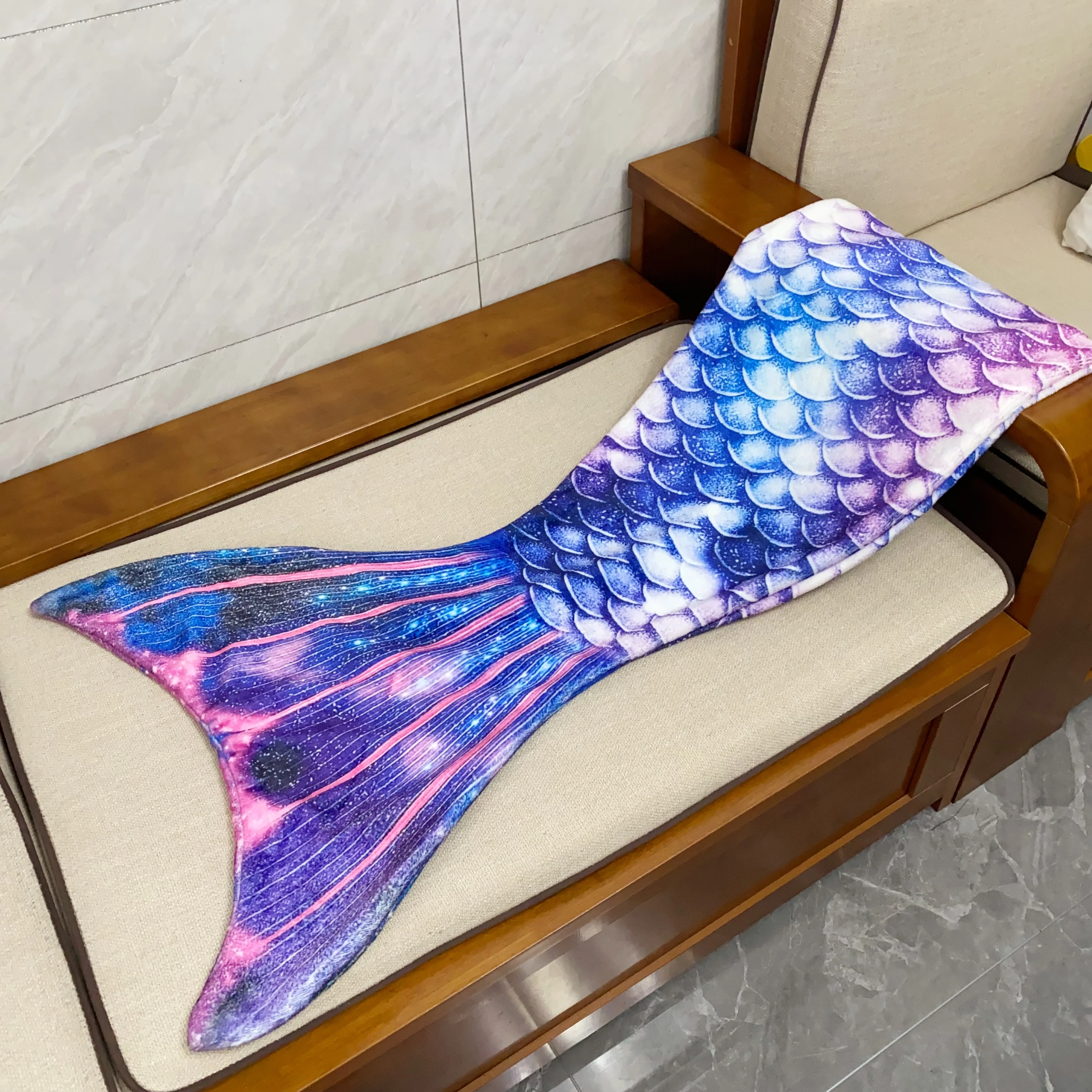 Flannel Mermaid Blanket Adult Children Universal Rainbow Mermaid Tail Warm Sleeping Bag Soft Fish Tail Shooting Props Party