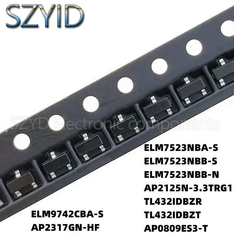 100PCS SOT23 ELM9742CBA-S AP2317GN-HF ELM7523NBA-S ELM7523NBB-S ELM7523NBB-N AP2125N-3.3TRG1 TL432IDBZR TL432IDBZT AP0809ES3-T