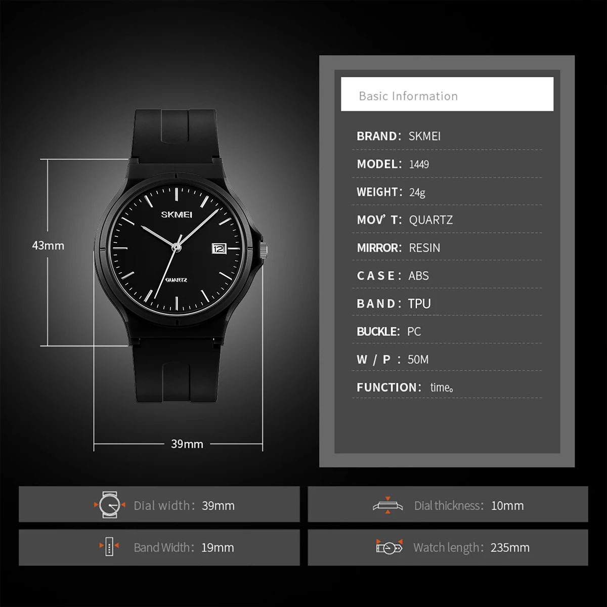 SKMEI Fashion Simple Quartz Watch Ladies Wristwatches Women Casual Female Sports Watches Girls Clock Relogio Feminino 1449