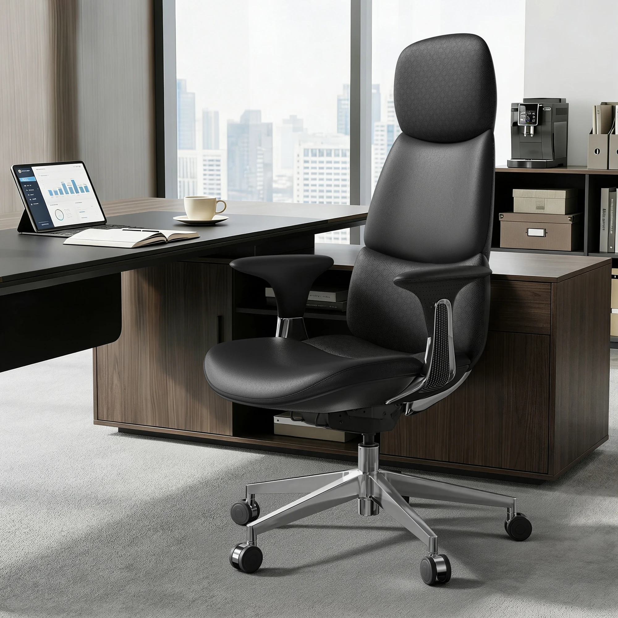 American Warehouse Comfortable High Back Modern Rotating Executive Office Leather Chair