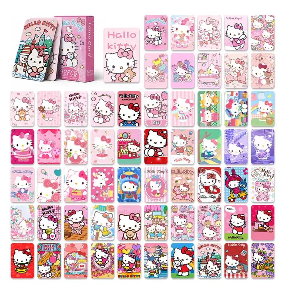 92Pcs Sanrio Hello Kitty Melody Sticker Card Anime Cinnamoroll Student Toys Ins Style 3-Inch Cartoon Small Cards Children'S Gift