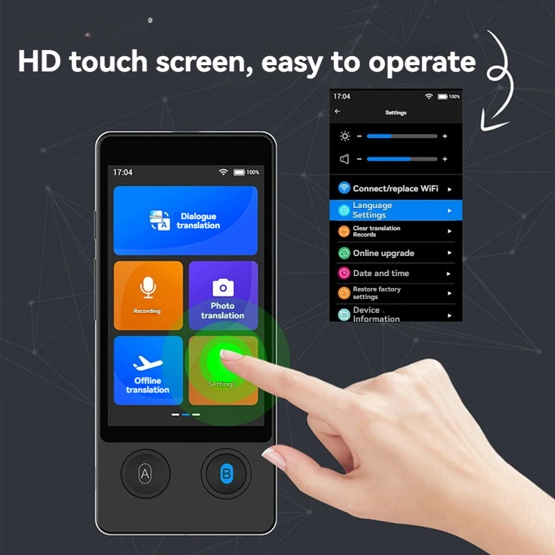 

W12 AI Voice 144 Online Language WIFI Instant Translator Intelligent Real-time Recording Text Photo Travel Business Translation