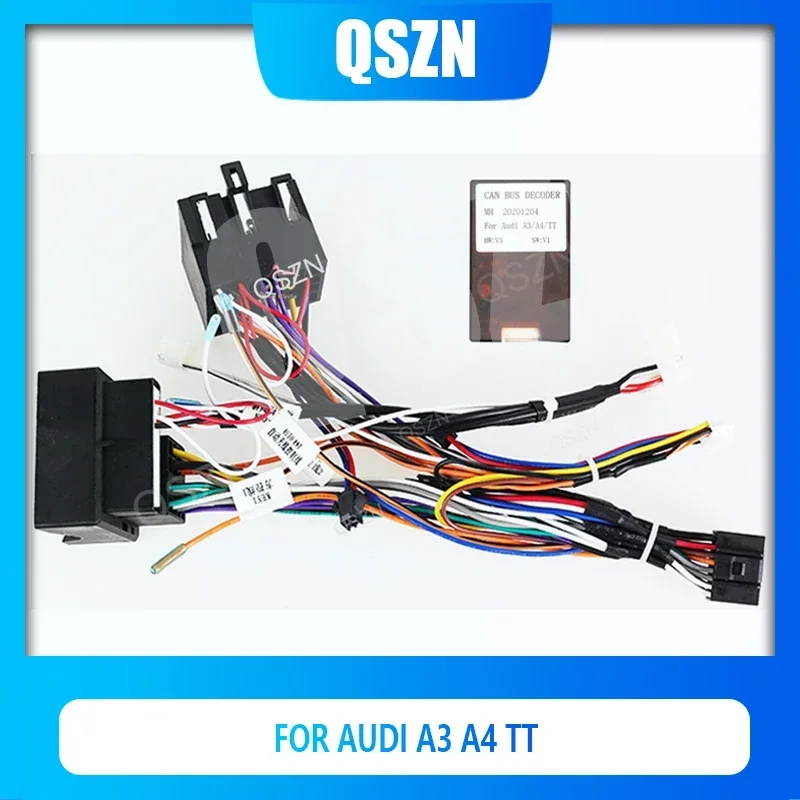 

QSZN Car Radio Canbus Box Decoder For Audi A3 A4 TT 16PIN Wiring Harness Plug Power Android Cable