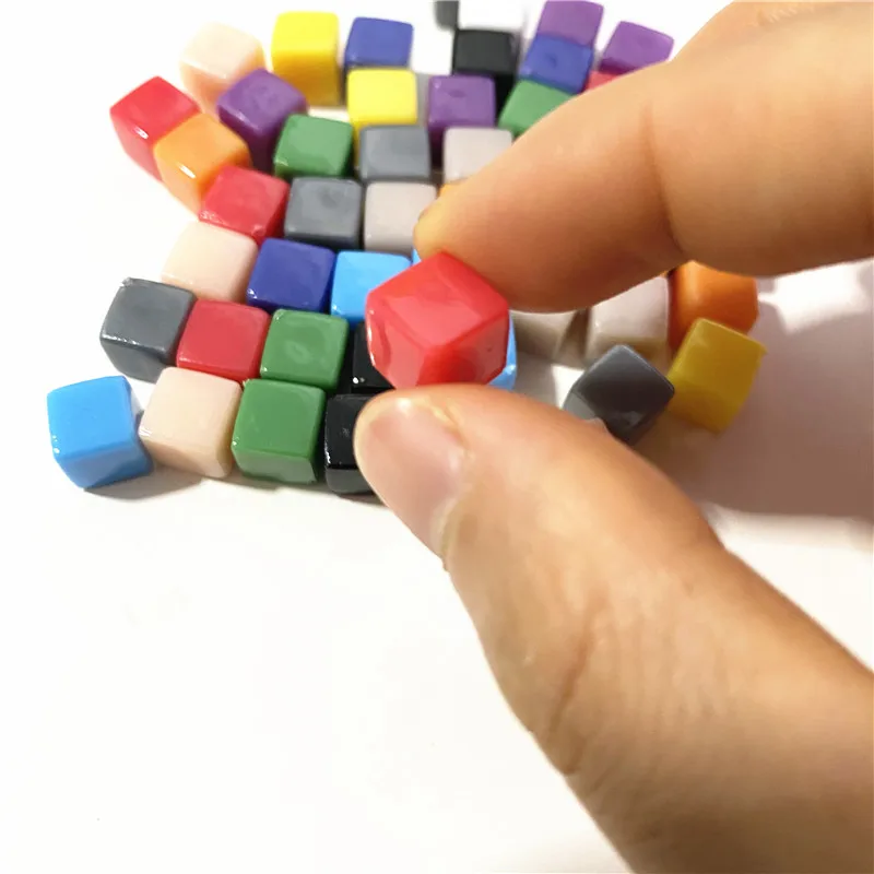 50Pcs/set Solid Color 8mm Blank Acrylic Dice Chess Piece For Board Game Right Angle Cube