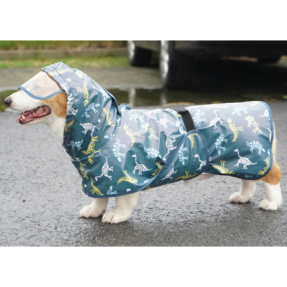 

Dog Raincoat With Hood Adjustable PU Rain Jacket Poncho With Transparent Brim For Small Medium Large Dogs