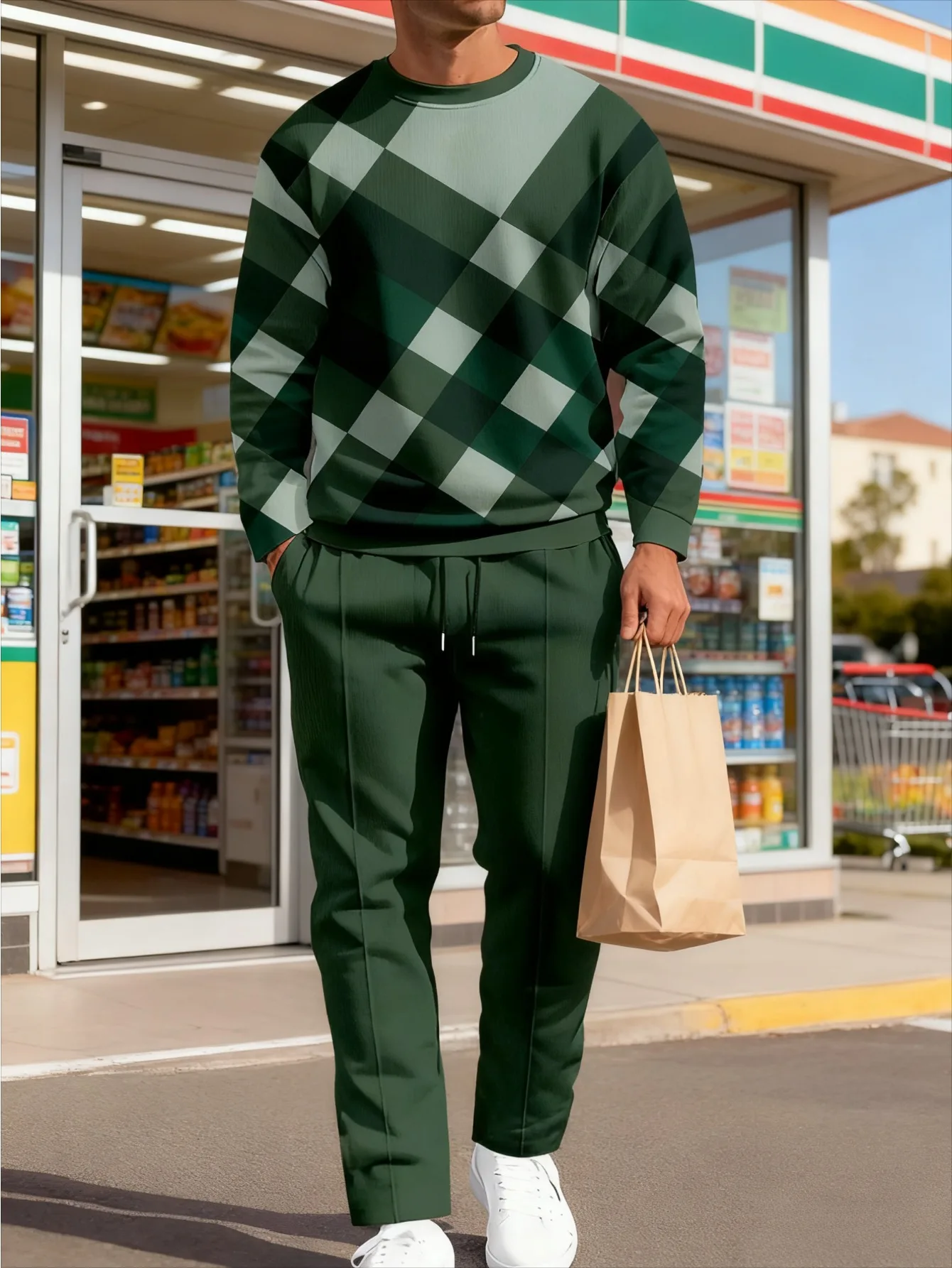 Мужской модный повседневный комплект с капюшоном из 2 предметов с цифровой печатью