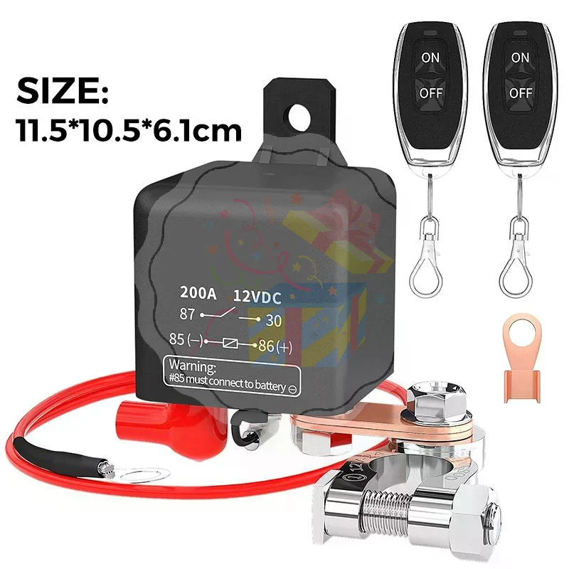 Automotive 12V 200A Remote Control Battery Disconnect Switch Anti-theft Power Cut Relay for RV Truck Boat ATV Vehicle Use
