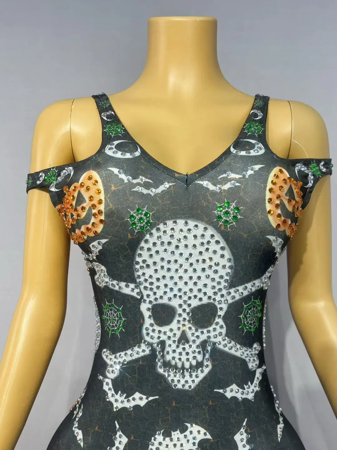 Halloween Scheletro Zucca Strass Tute Donne Costumi Cosplay Giochi di ruolo Spettacolo Tute aderenti Club Party Pagliaccetti