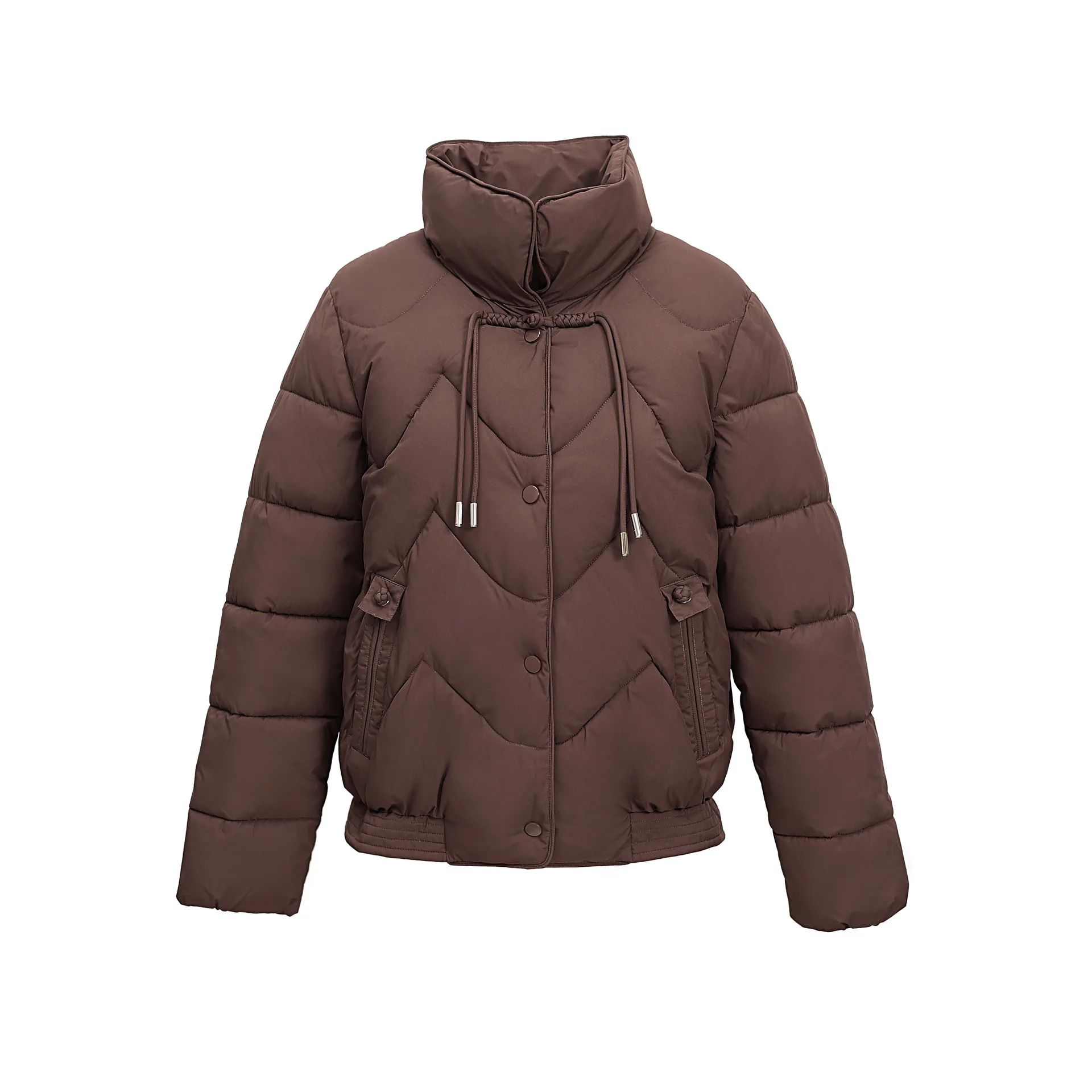 Women\'s Puffer Jacket Fall-Winter 2024 New Commute In Style Stand-Up Collar Sense Of Quality Unique Button Design Warm Coats