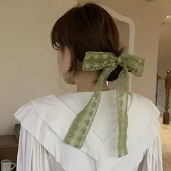 Luna&Dolphin Spring Women French Style Chiffon Lace Skinny Scarf Hollow Flower Hair Tie Bag Headband Decorative Ribbon Waistband