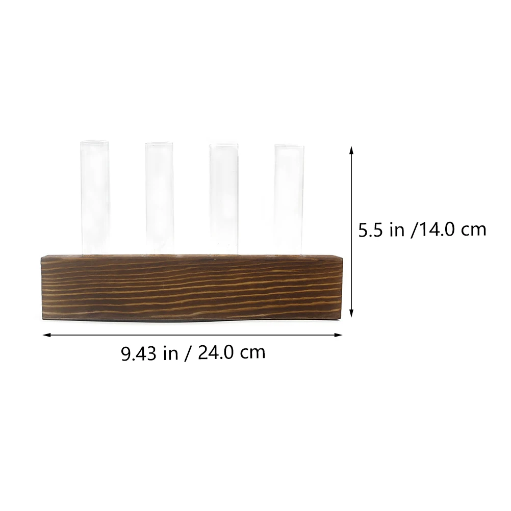 

1Pcs Creative Hydroponic Glass Vase with Wooden Rack Flower Arrangement Holder Tube Vase for Home Decor Glass Vases