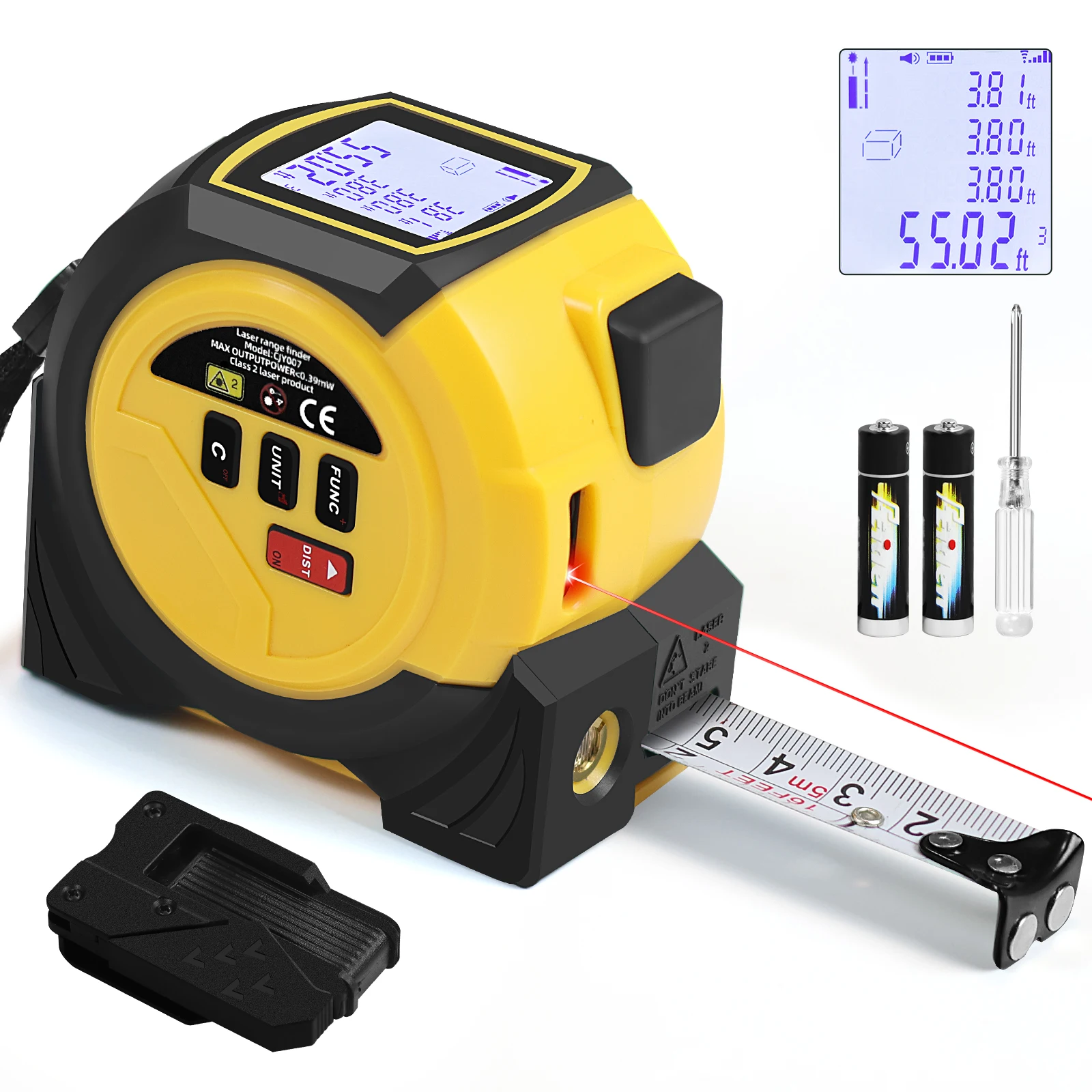 Metro Laser, 40m Laser Measurer and 5m Tape Measure, ±2mm, Memory for 20 Measurements, Rechargeable Laser Distance Meter
