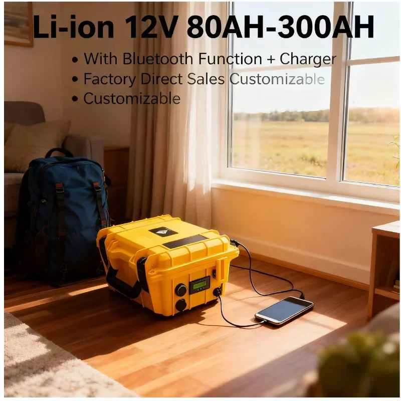 12V Lithium Battery for Solar Propeller Boat High Capacity 1200W Fishing Battery 100Ah-300Ah Options Available