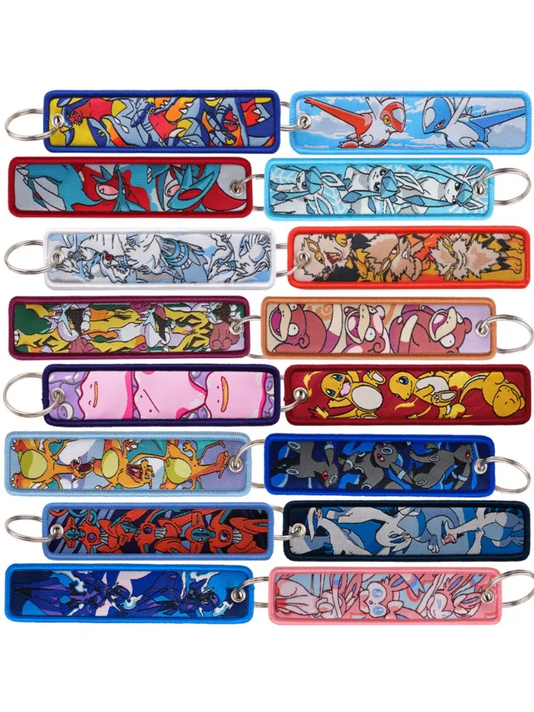 Japanse Anime Game Monster Key Tag Borduren Sleutelaanhangers Houder Mannen Vrouwen Sleutelhanger Sleutelhanger voor Motorfietsen Accessoires - afbeelding 2