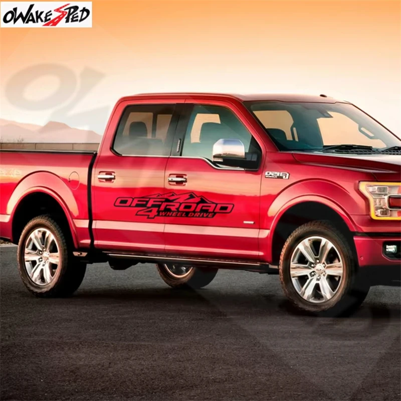 

2Pcs 4X4 Mountain Graphics Sticker OFF ROAD Styling Car Door Side Vinyl Decals Pickup Trunk Tail Decor Stripes Tuning Accessorie