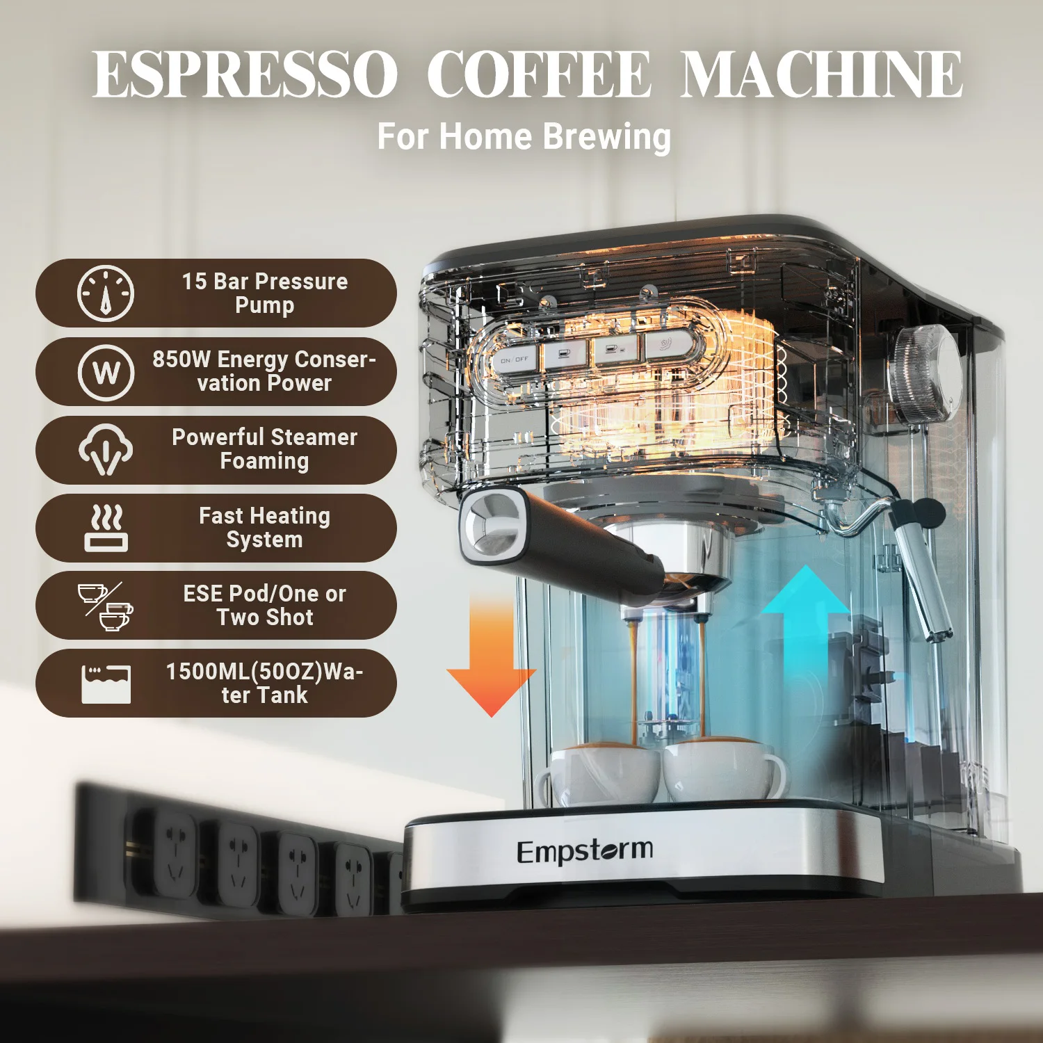 Empstorm 01E High Quality Appliance Electric 120v 3 In 1 Function Manual Espresso Discount Coffee Machine For Home