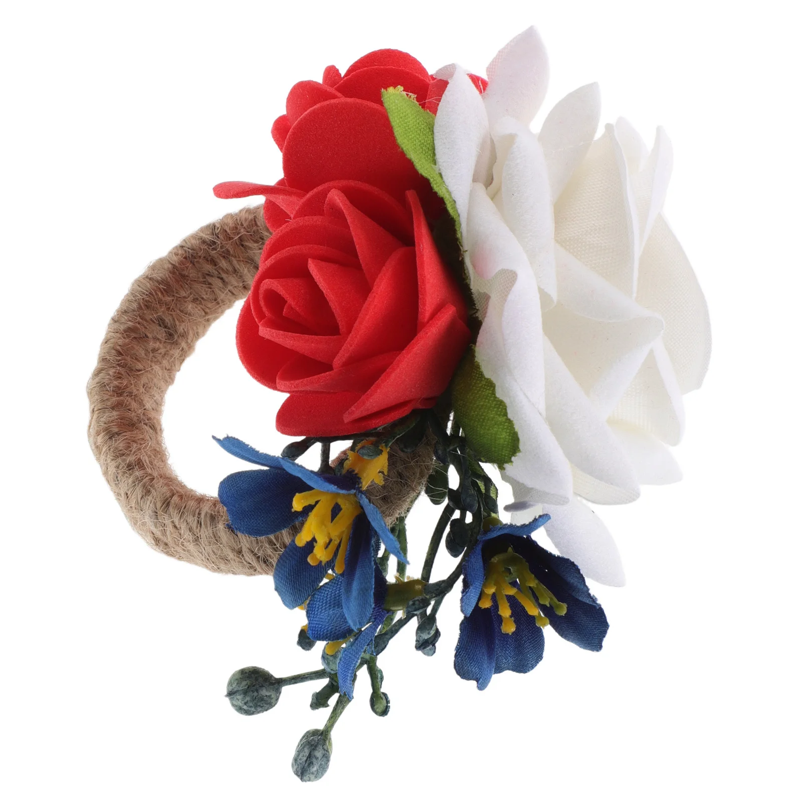

Floral Napkin Rings Faux Flower Design Rustic Chic Table Accessory for Independence Day Celebration Dinner Decoration