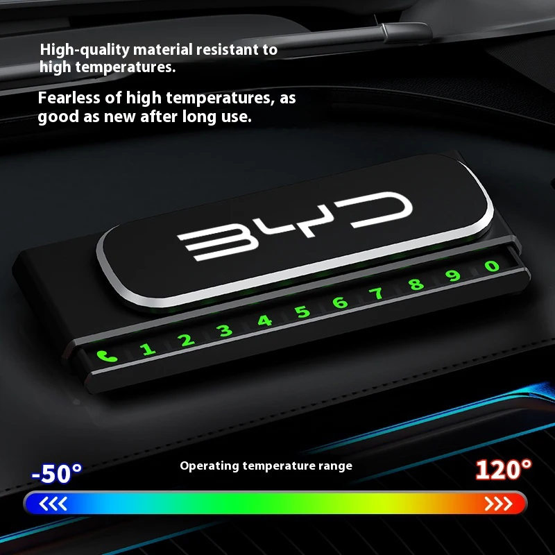 Car Temporary Parking Card Phone Number Plate Car Logo For BYD Accessories Tang EV600 Han EV Yuan ATTO 3 Song PLUS Pro MAX DMI