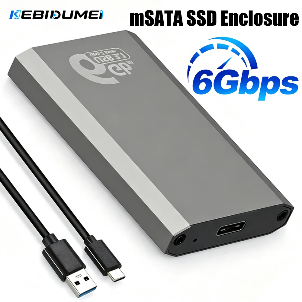 KEBIDUMEI MSATA To USB 3.1 SSD Enclosure External HDD Hard Drive Disk Box Gen2 10Gbps Storage Case Adapter for PC Accessories