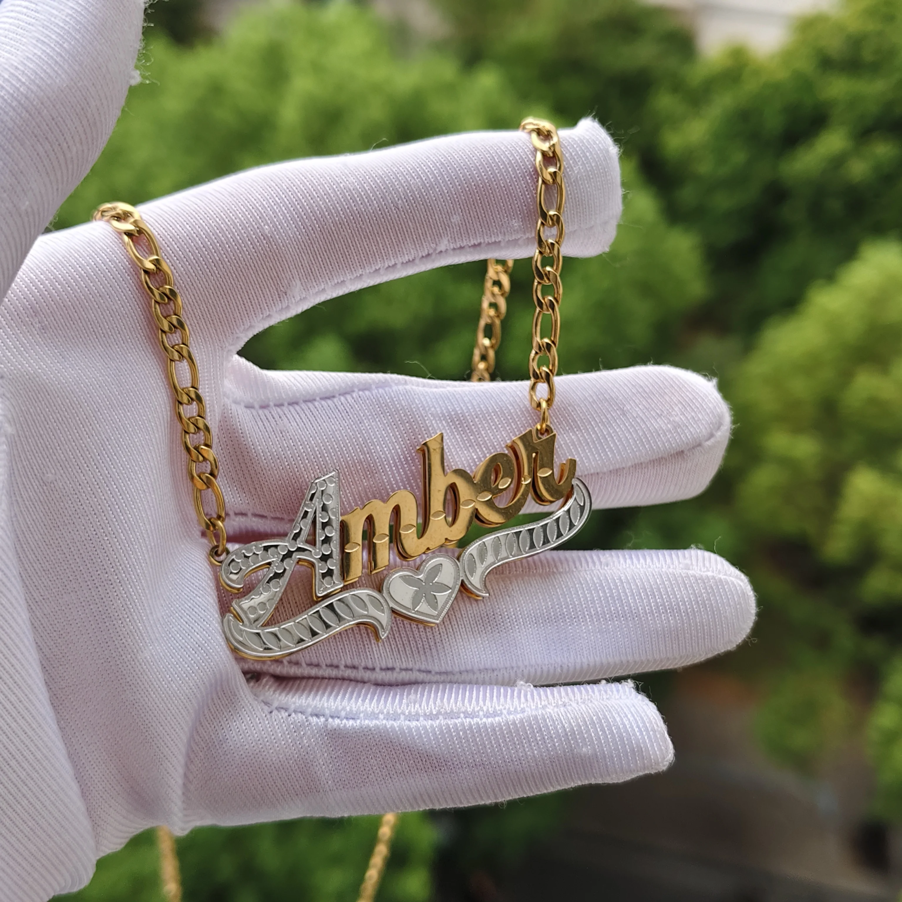 

DHQH индивидуальное имя двухслойное 3D ожерелье с именной табличкой персонализированное ожерелье с подвеской в виде буквы/логотипа из золота и серебра Рождественский подарок