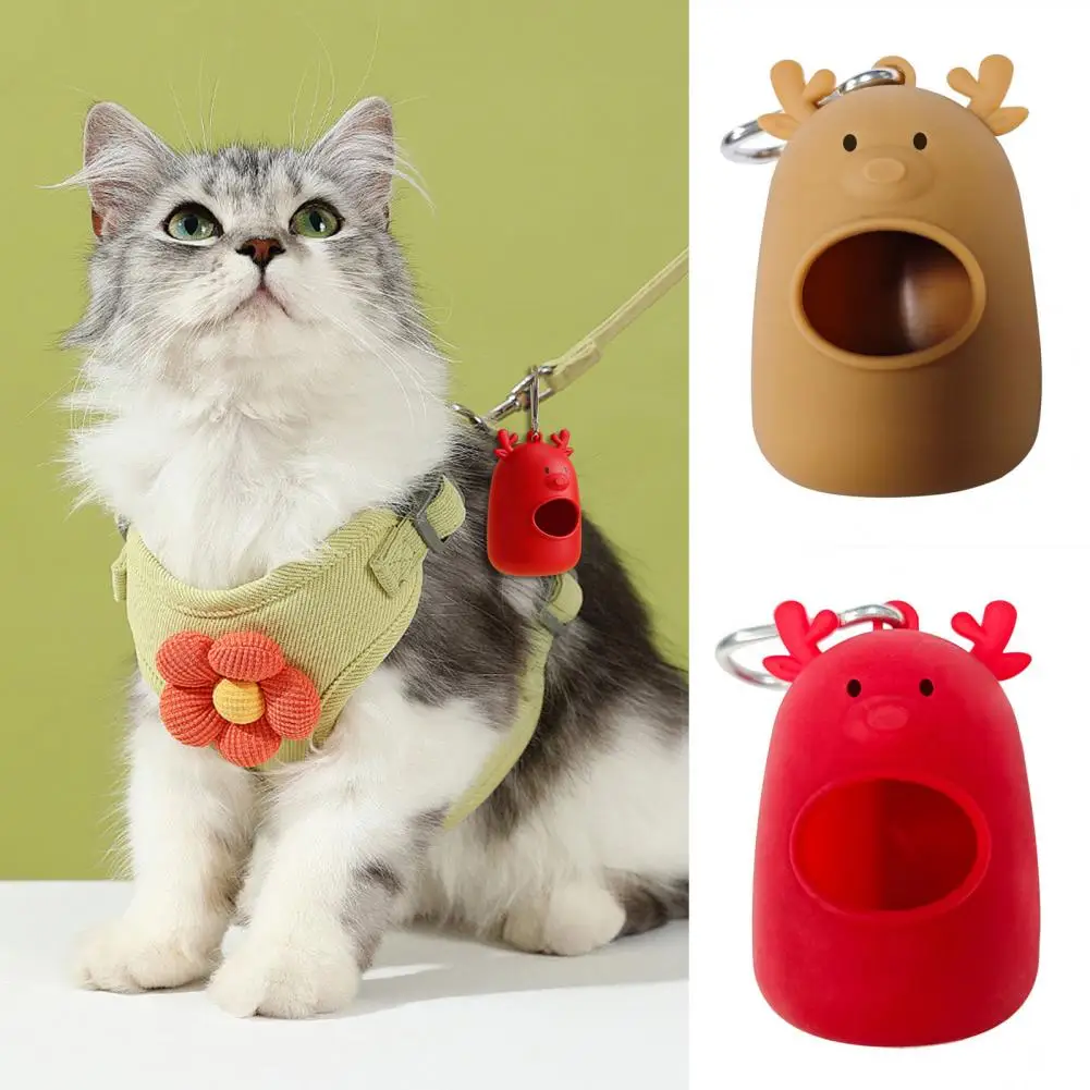 Cute Elk Poop Bag Dispenser Silicone Dog Poop Bag Dispenser with Carabiner Portable Elk Bag Holder for Dogs Cats Cute Pet