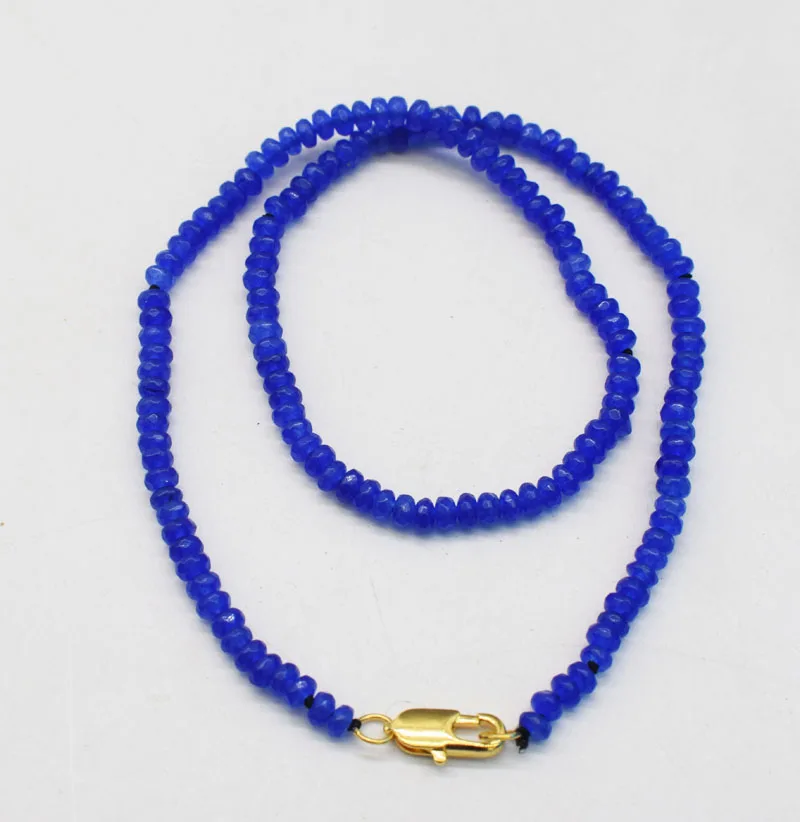 

wow! deep blue jasper faceted roundel 4*2mm chockers necklace 16inch wholesale beads