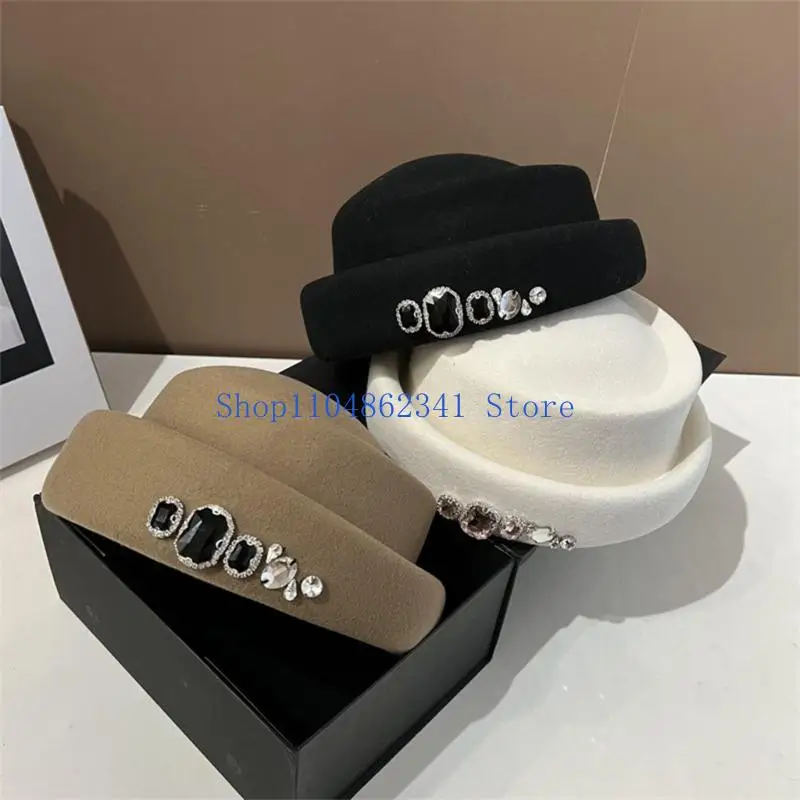 5asd Vintage-Zylinder aus Wollfilz für Damen und Mädchen, Malermütze, winddicht, Chauffeurmütze, Erwachsene, Beanie-Mütze für