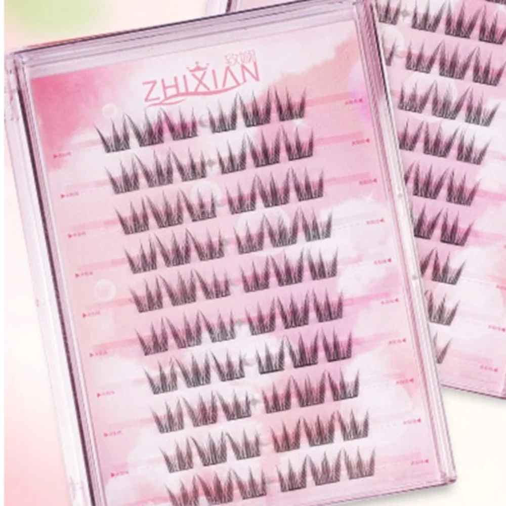 Con strisce di colla gelatinosa Ciglia Manga senza colla Stili multipli Ciglia finte segmentate Anime Cosplay Trucco nudo Ciglia finte