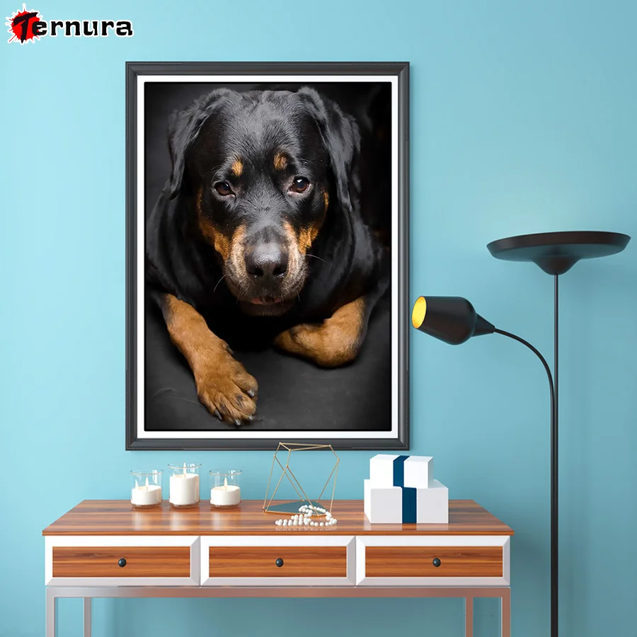 Full square round Drill rottweiler dog Diamond Painting mosaic Embroidery Cross Stitch Diamond Rhinestone cute dog animal Decor