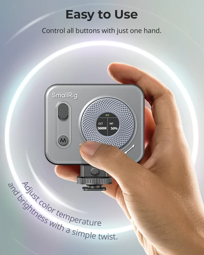 Imagen 2 del producto SmallRig Vibe P96 Pro mini luz LED para cámara de vídeo, luz para fotografía CRI95 + 2500-6500K (negro/rosa) para Sony YouTube Vlogging