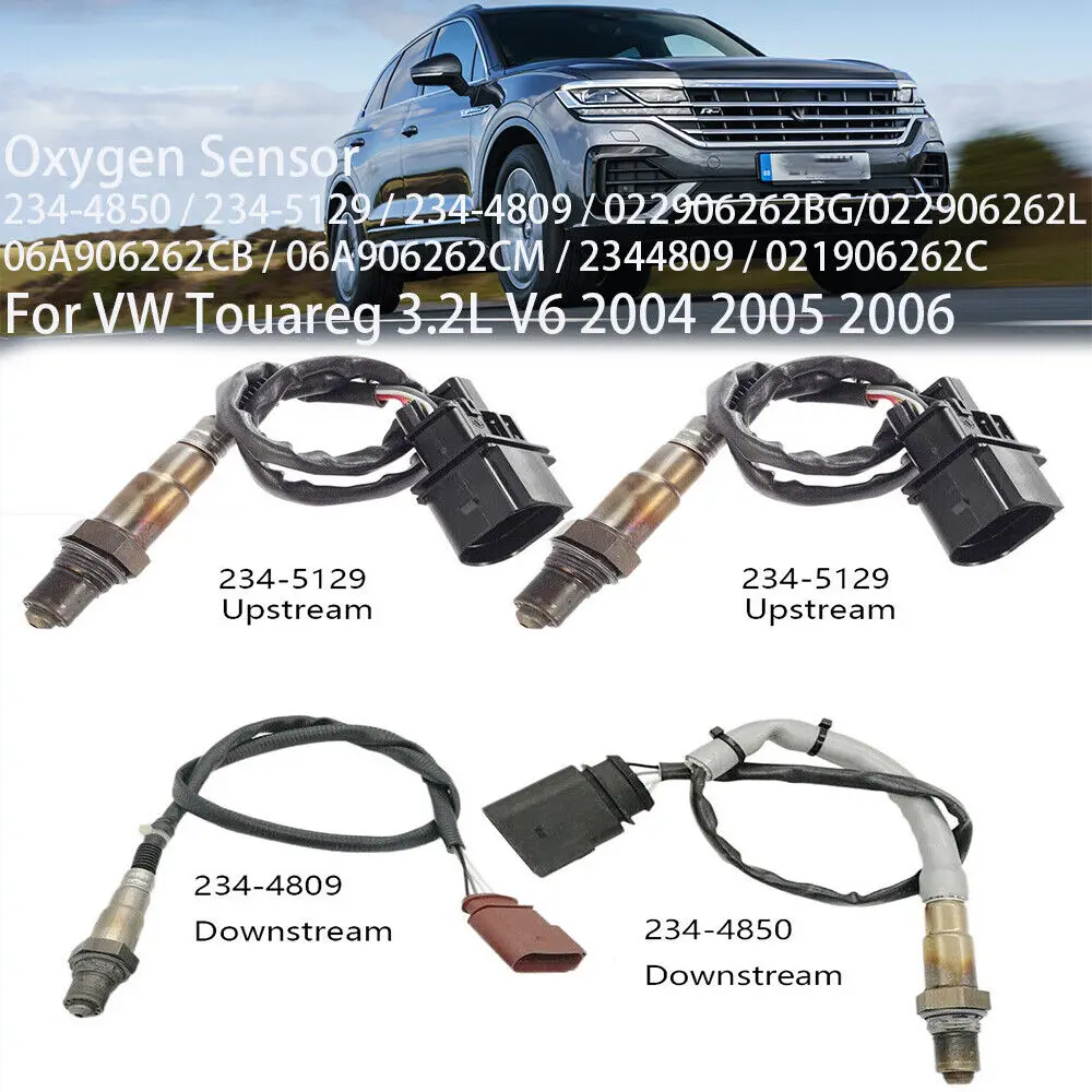 

4x Oxygen Sensor Up&Downstream 234-4850/022906262BG For VW Touareg 3.2L V6 04-06